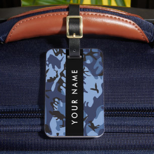 Navy Blue Camouflage Jouw naam personaliseren Bagagelabel