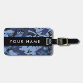 Navy Blue Camouflage Jouw naam personaliseren Bagagelabel (Voorkant horizontaal)