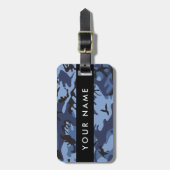 Navy Blue Camouflage Jouw naam personaliseren Bagagelabel (Voorkant verticaal)
