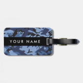 Navy Blue Camouflage Jouw naam personaliseren Bagagelabel (Achterkant horizontaal)