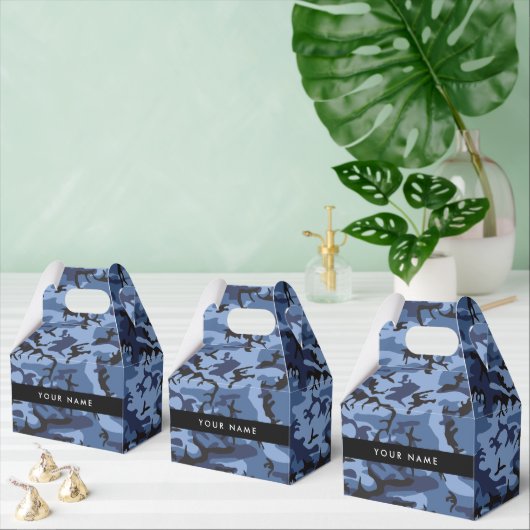 Navy Blue Camouflage Jouw naam personaliseren Bedankdoosjes (Meervoudige)