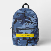 Navy Blue Camouflage Jouw naam personaliseren Bedrukte Rugzak (Voorkant)