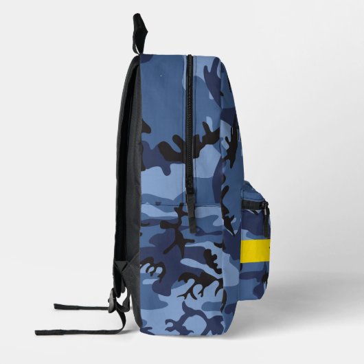 Navy Blue Camouflage Jouw naam personaliseren Bedrukte Rugzak (Links)