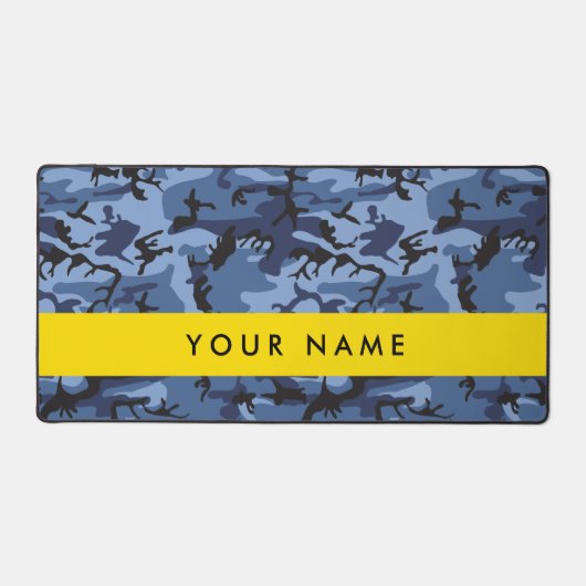 Navy Blue Camouflage Jouw naam personaliseren Bureaumat (Voorkant)