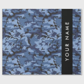 Navy Blue Camouflage Jouw naam personaliseren Cadeaupapier (Vlak)