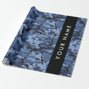 Navy Blue Camouflage Jouw naam personaliseren Cadeaupapier