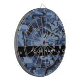 Navy Blue Camouflage Jouw naam personaliseren Dartbord (Voorkant Links)