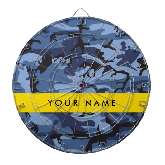 Navy Blue Camouflage Jouw naam personaliseren Dartbord (Voorkant)