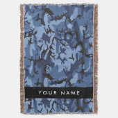Navy Blue Camouflage Jouw naam personaliseren Deken (Voorkant Verticaal)