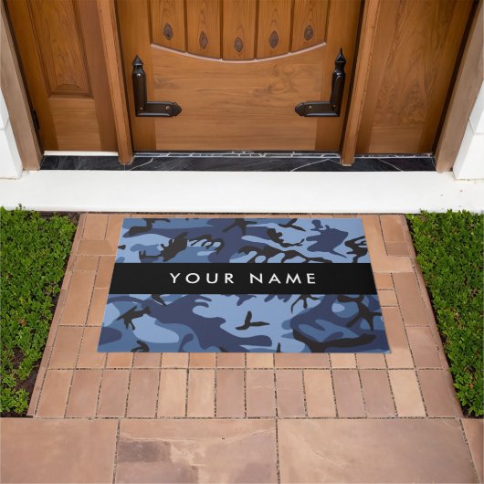Navy Blue Camouflage Jouw naam personaliseren Deurmat (Buiten)