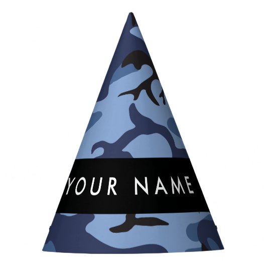 Navy Blue Camouflage Jouw naam personaliseren Feesthoedjes (Voorkant)