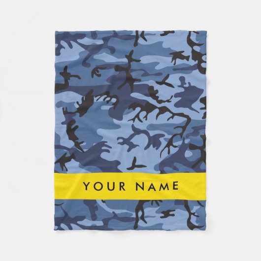 Navy Blue Camouflage Jouw naam personaliseren Fleece Deken (Voorkant)