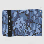 Navy Blue Camouflage Jouw naam personaliseren Golfhanddoek (Horizontaal)