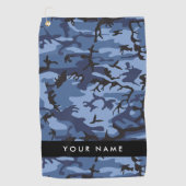 Navy Blue Camouflage Jouw naam personaliseren Golfhanddoek (Voorkant)