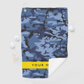 Navy Blue Camouflage Jouw naam personaliseren Golfhanddoek (Insitu)