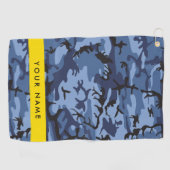 Navy Blue Camouflage Jouw naam personaliseren Golfhanddoek (Horizontaal)