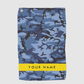 Navy Blue Camouflage Jouw naam personaliseren Golfhanddoek (Voorkant)