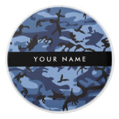 Navy Blue Camouflage Jouw naam personaliseren Keramische Knop (Voorkant)