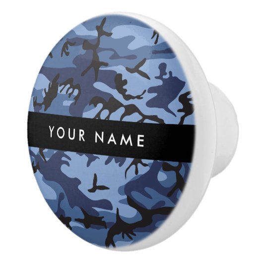Navy Blue Camouflage Jouw naam personaliseren Keramische Knop (Rechts)