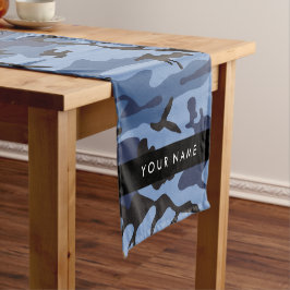 Navy Blue Camouflage Jouw naam personaliseren Korte Tafelloper