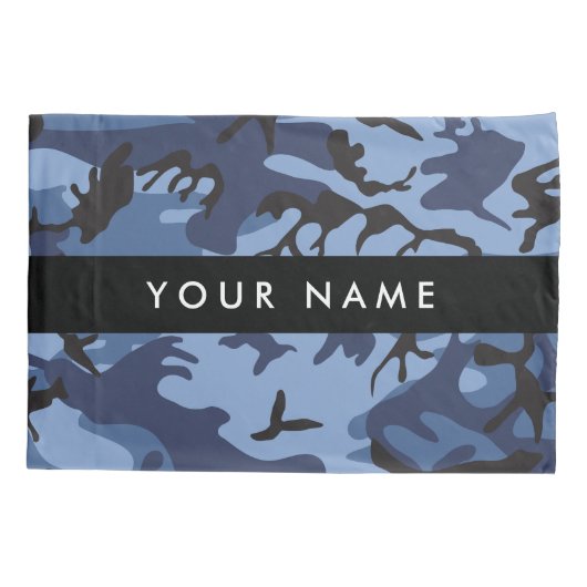 Navy Blue Camouflage Jouw naam personaliseren Kussensloop (Achterkant)