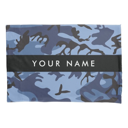 Navy Blue Camouflage Jouw naam personaliseren Kussensloop (Voorkant)