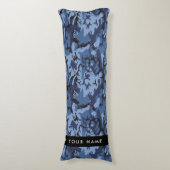 Navy Blue Camouflage Jouw naam personaliseren Lichaamskussen (Voorkant Verticaal)
