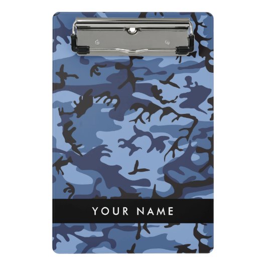 Navy Blue Camouflage Jouw naam personaliseren Mini Klembord (Voorkant)
