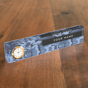 Navy Blue Camouflage Jouw naam personaliseren Naambordje