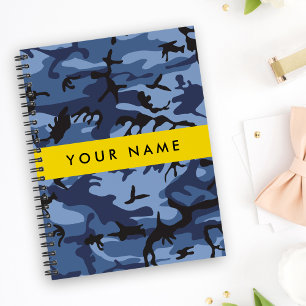 Navy Blue Camouflage Jouw naam personaliseren Notitieboek