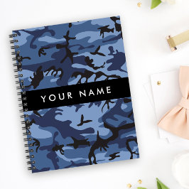 Navy Blue Camouflage Jouw naam personaliseren Notitieboek