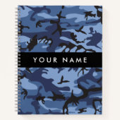 Navy Blue Camouflage Jouw naam personaliseren Notitieboek (Voorkant)