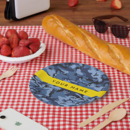 Navy Blue Camouflage Jouw naam personaliseren Papieren Bordje