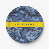 Navy Blue Camouflage Jouw naam personaliseren Papieren Bordje (Voorkant)