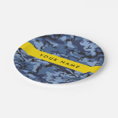 Navy Blue Camouflage Jouw naam personaliseren Papieren Bordje (Gekanteld)