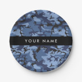 Navy Blue Camouflage Jouw naam personaliseren Papieren Bordje (Voorkant)