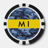 Navy Blue Camouflage Jouw naam personaliseren Poker Chips (Voorkant)