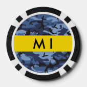 Navy Blue Camouflage Jouw naam personaliseren Poker Chips (Achterkant)