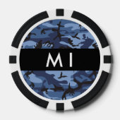 Navy Blue Camouflage Jouw naam personaliseren Poker Chips (Voorkant)
