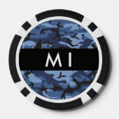 Navy Blue Camouflage Jouw naam personaliseren Poker Chips (Achterkant)