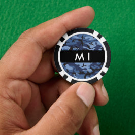 Navy Blue Camouflage Jouw naam personaliseren Poker Chips