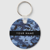 Navy Blue Camouflage Jouw naam personaliseren Sleutelhanger (Voorkant)