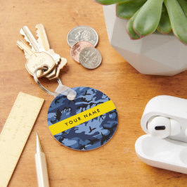 Navy Blue Camouflage Jouw naam personaliseren Sleutelhanger
