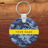 Navy Blue Camouflage Jouw naam personaliseren Sleutelhanger (Voorkant)