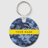 Navy Blue Camouflage Jouw naam personaliseren Sleutelhanger (Achterkant)
