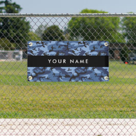 Navy Blue Camouflage Jouw naam personaliseren Spandoek