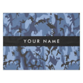 Navy Blue Camouflage Jouw naam personaliseren Tafelkleed (Voorkant (Horizontaal))