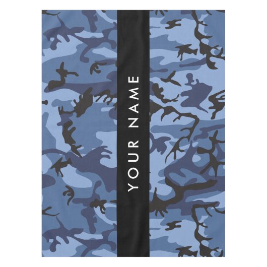 Navy Blue Camouflage Jouw naam personaliseren Tafelkleed (Voorkant)