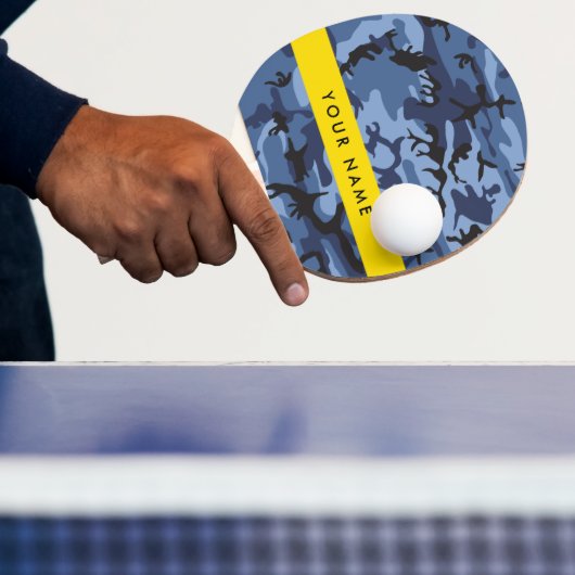 Navy Blue Camouflage Jouw naam personaliseren Tafeltennisbatje (Insitu)