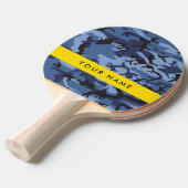 Navy Blue Camouflage Jouw naam personaliseren Tafeltennisbatje (Voorkant Gekanteld)